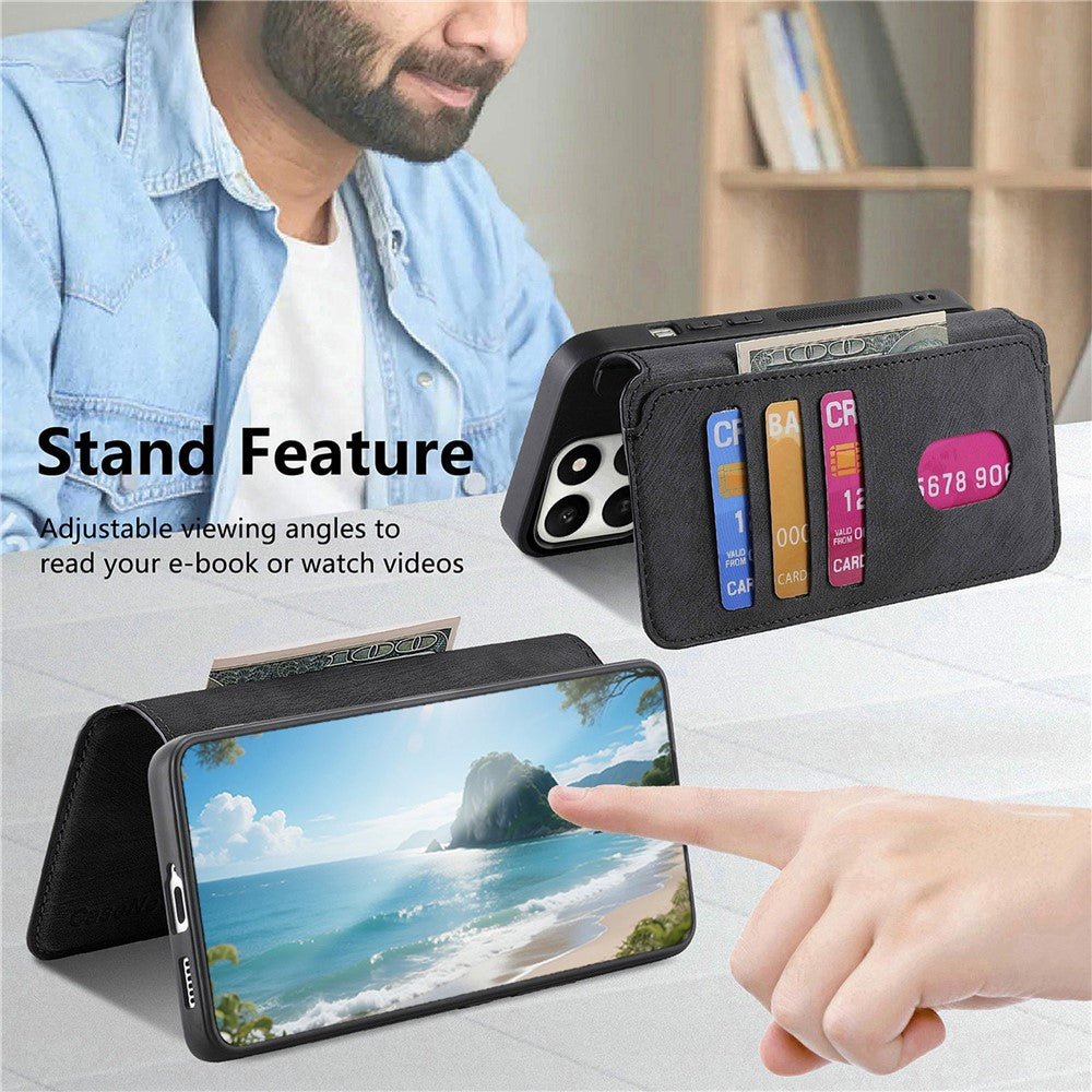 CASENEO MW-03 Detachable Wallet Case For Honor 400 Smart 5G  /  400 Smart 4G  /  X7d 4G  /  X7d 5G Leather + TPU Phone Cover