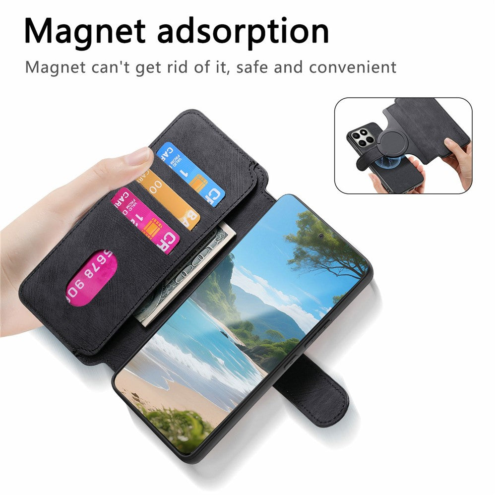 CASENEO MW-03 Detachable Wallet Case For Honor 400 Smart 5G  /  400 Smart 4G  /  X7d 4G  /  X7d 5G Leather + TPU Phone Cover
