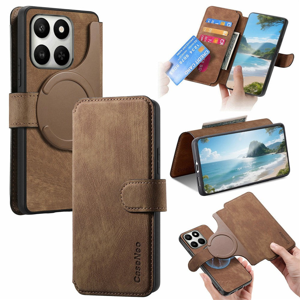 CASENEO MW-03 Detachable Wallet Case For Honor 400 Smart 5G  /  400 Smart 4G  /  X7d 4G  /  X7d 5G Leather + TPU Phone Cover