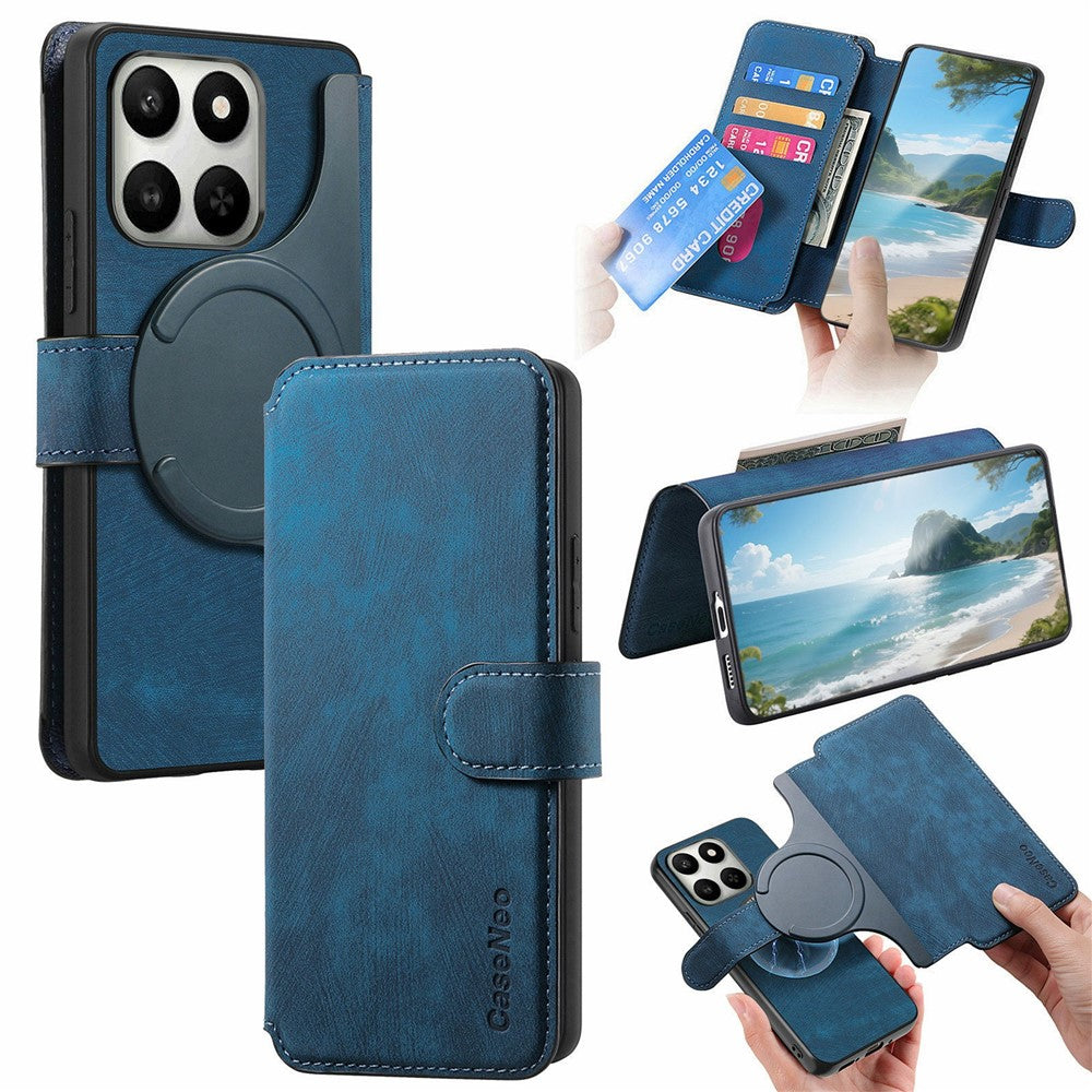 CASENEO MW-03 aftageligt tegnebogsetui til Honor 400 Smart 5G / 400 Smart 4G / X7d 4G / X7d 5G, læder + TPU-mobilcover