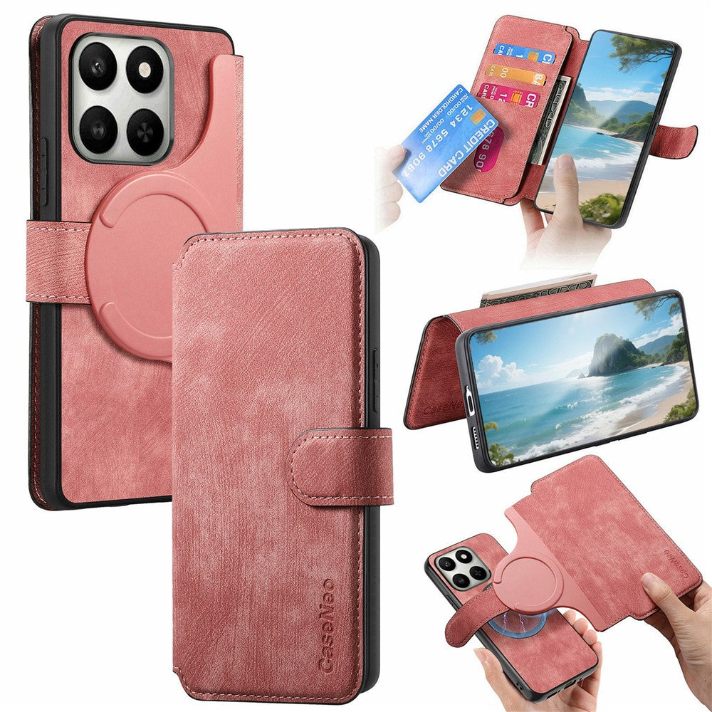 CASENEO MW-03 aftageligt tegnebogsetui til Honor 400 Smart 5G / 400 Smart 4G / X7d 4G / X7d 5G, læder + TPU-mobilcover