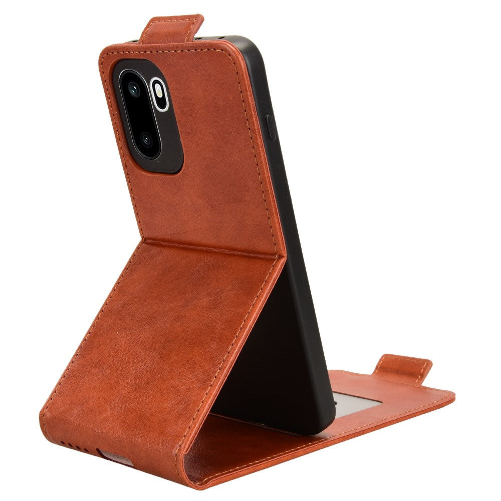 Stativfodral för OnePlus 15R 5G / Ace 6T 5G / Ace 6 5G Magnetiskt spänne Vertikalt fällbart läderfodral med korthållare