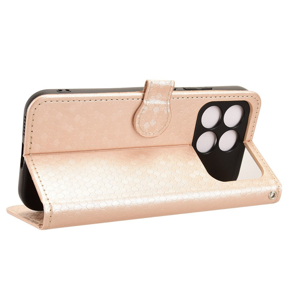 For Xiaomi Redmi K90 5G Wallet Case Dot Pattern Imprint PU Leather Phone Cover with Wrist Strap