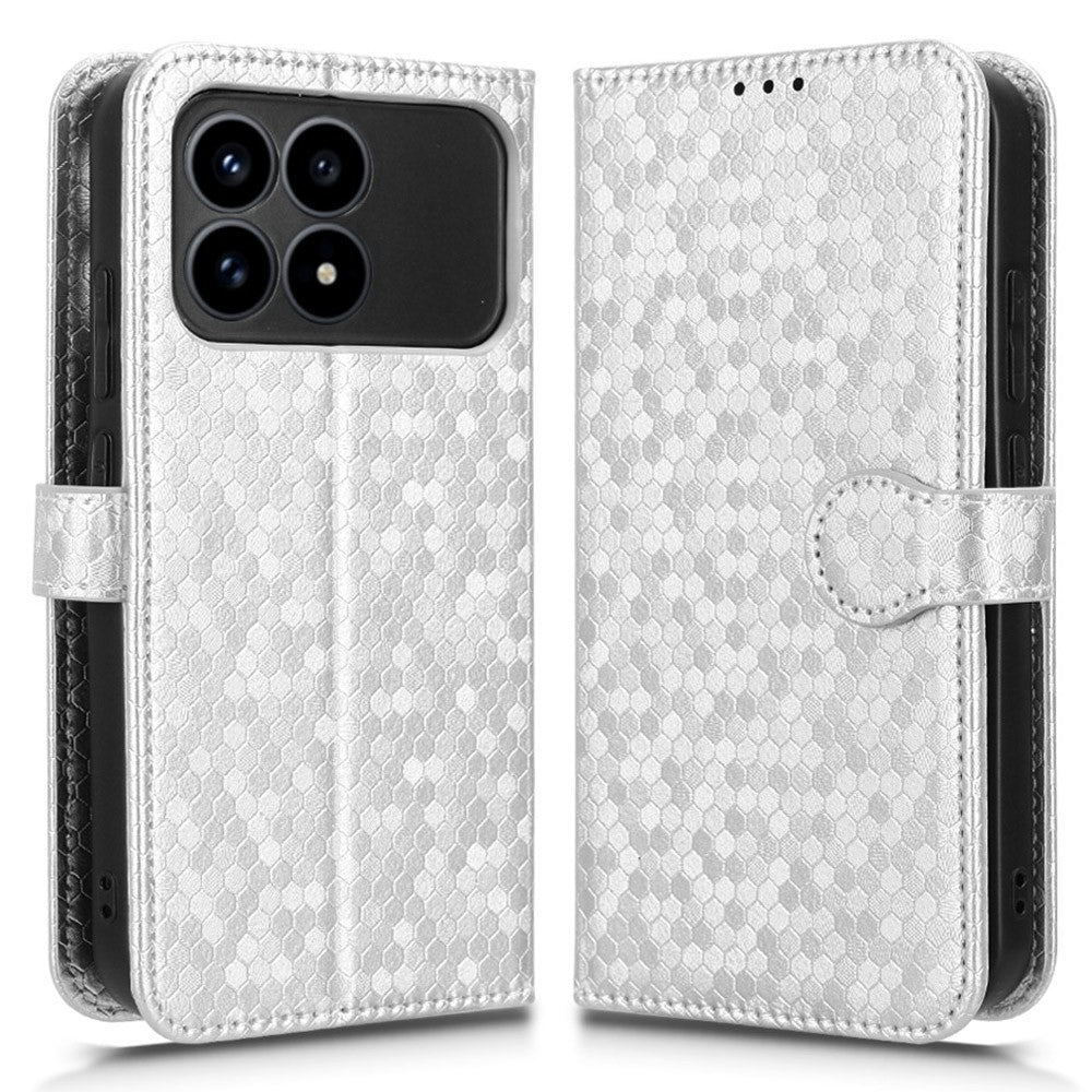 For Xiaomi Redmi K90 5G Wallet Case Dot Pattern Imprint PU Leather Phone Cover with Wrist Strap