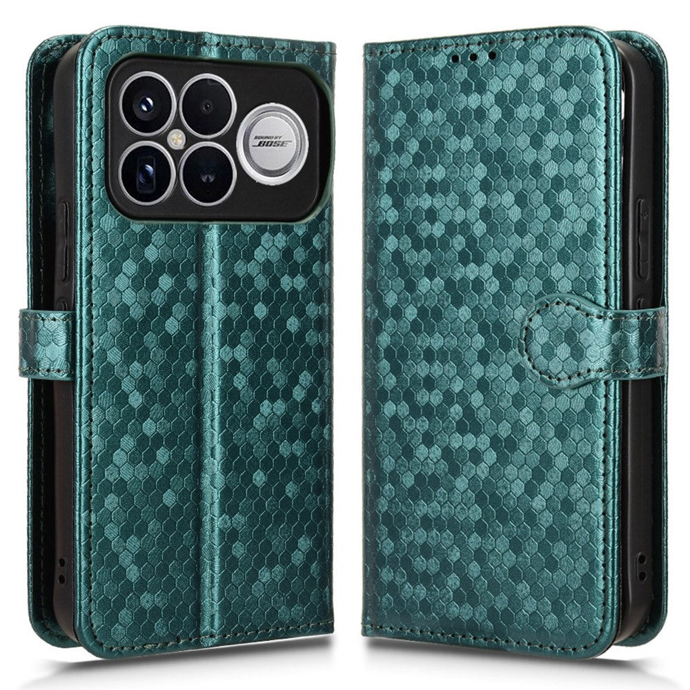For Xiaomi Redmi K90 Pro Max 5G Wallet Case Dot Pattern Imprint PU Leather Phone Cover with Wrist Strap