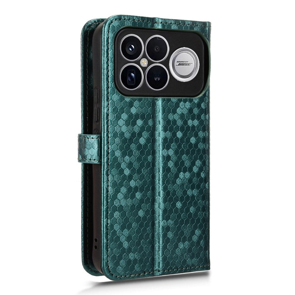 For Xiaomi Redmi K90 Pro Max 5G Wallet Case Dot Pattern Imprint PU Leather Phone Cover with Wrist Strap