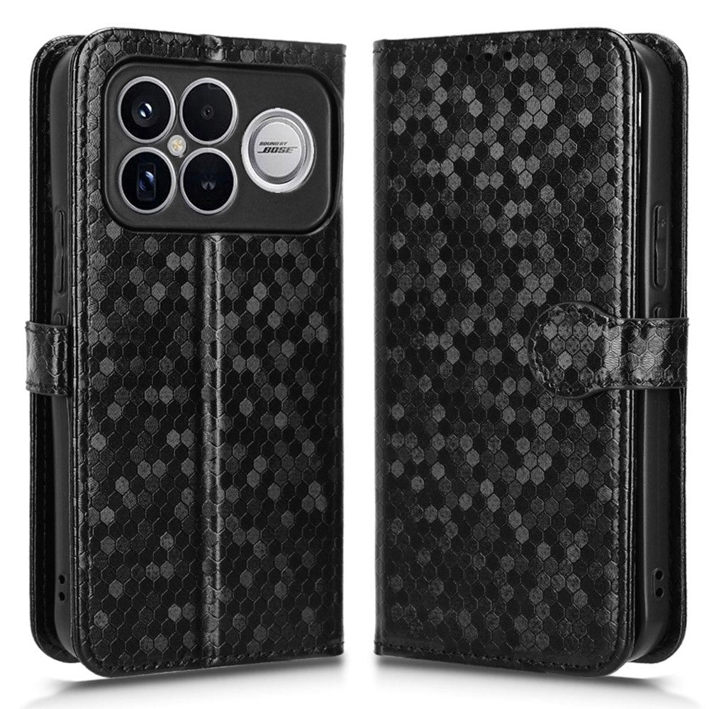 For Xiaomi Redmi K90 Pro Max 5G Wallet Case Dot Pattern Imprint PU Leather Phone Cover with Wrist Strap