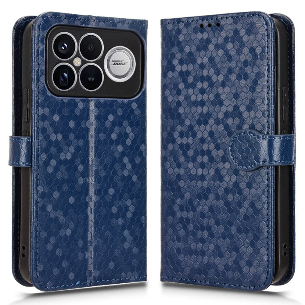 For Xiaomi Redmi K90 Pro Max 5G Wallet Case Dot Pattern Imprint PU Leather Phone Cover with Wrist Strap