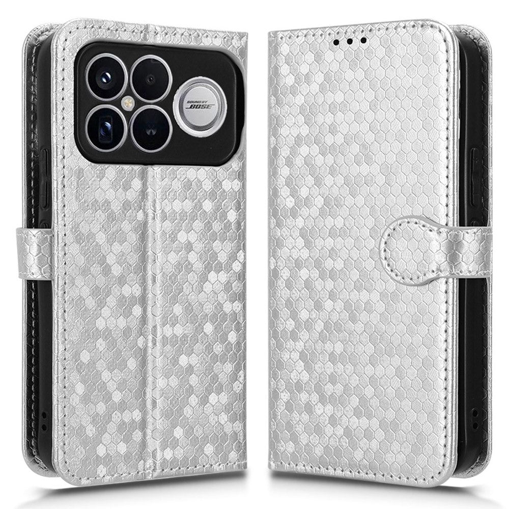 For Xiaomi Redmi K90 Pro Max 5G Wallet Case Dot Pattern Imprint PU Leather Phone Cover with Wrist Strap
