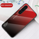 For Samsung Galaxy S23 Gradient Color Tempered Glass Phone Case Hard PC Soft TPU Anti-scratch Protective Back Cover