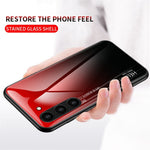For Samsung Galaxy S23 Gradient Color Tempered Glass Phone Case Hard PC Soft TPU Anti-scratch Protective Back Cover
