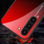 For Samsung Galaxy S23 Gradient Color Tempered Glass Phone Case Hard PC Soft TPU Anti-scratch Protective Back Cover