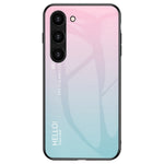 For Samsung Galaxy S23 Gradient Color Tempered Glass Phone Case Hard PC Soft TPU Anti-scratch Protective Back Cover