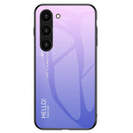For Samsung Galaxy S23 Gradient Color Tempered Glass Phone Case Hard PC Soft TPU Anti-scratch Protective Back Cover