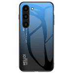 For Samsung Galaxy S23 Gradient Color Tempered Glass Phone Case Hard PC Soft TPU Anti-scratch Protective Back Cover