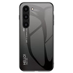 For Samsung Galaxy S23 Gradient Color Tempered Glass Phone Case Hard PC Soft TPU Anti-scratch Protective Back Cover