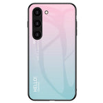 Samsung Galaxy S23+ Gradient Color Stötsäkert mobilskal Härdat Glas Hårt PC Mjukt TPU Fallskyddande Hybridskal