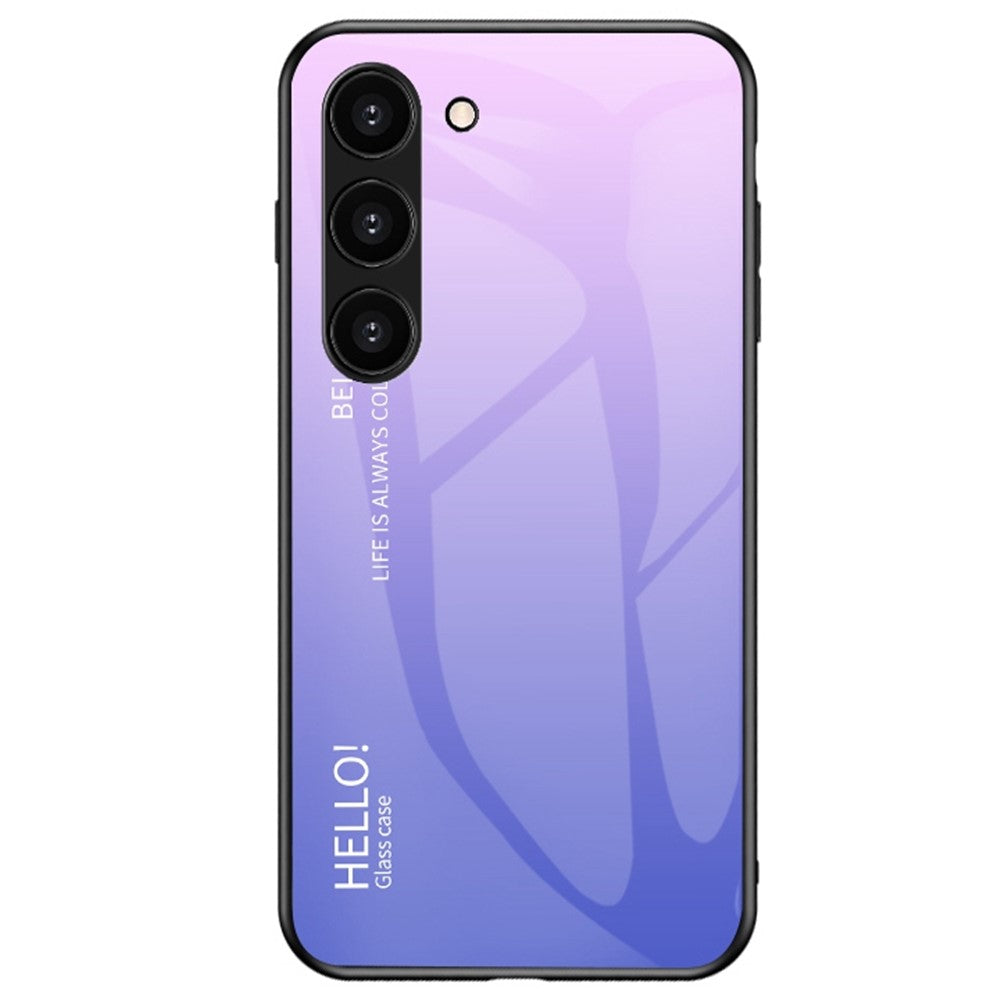 Samsung Galaxy S23+ Gradient Color Stötsäkert mobilskal Härdat Glas Hårt PC Mjukt TPU Fallskyddande Hybridskal