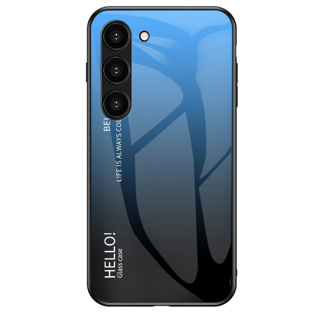 Samsung Galaxy S23+ Gradient Color Stötsäkert mobilskal Härdat Glas Hårt PC Mjukt TPU Fallskyddande Hybridskal