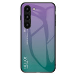 Samsung Galaxy S23+ Gradient Color Stötsäkert mobilskal Härdat Glas Hårt PC Mjukt TPU Fallskyddande Hybridskal