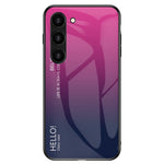 Samsung Galaxy S23+ Gradient Color Stötsäkert mobilskal Härdat Glas Hårt PC Mjukt TPU Fallskyddande Hybridskal