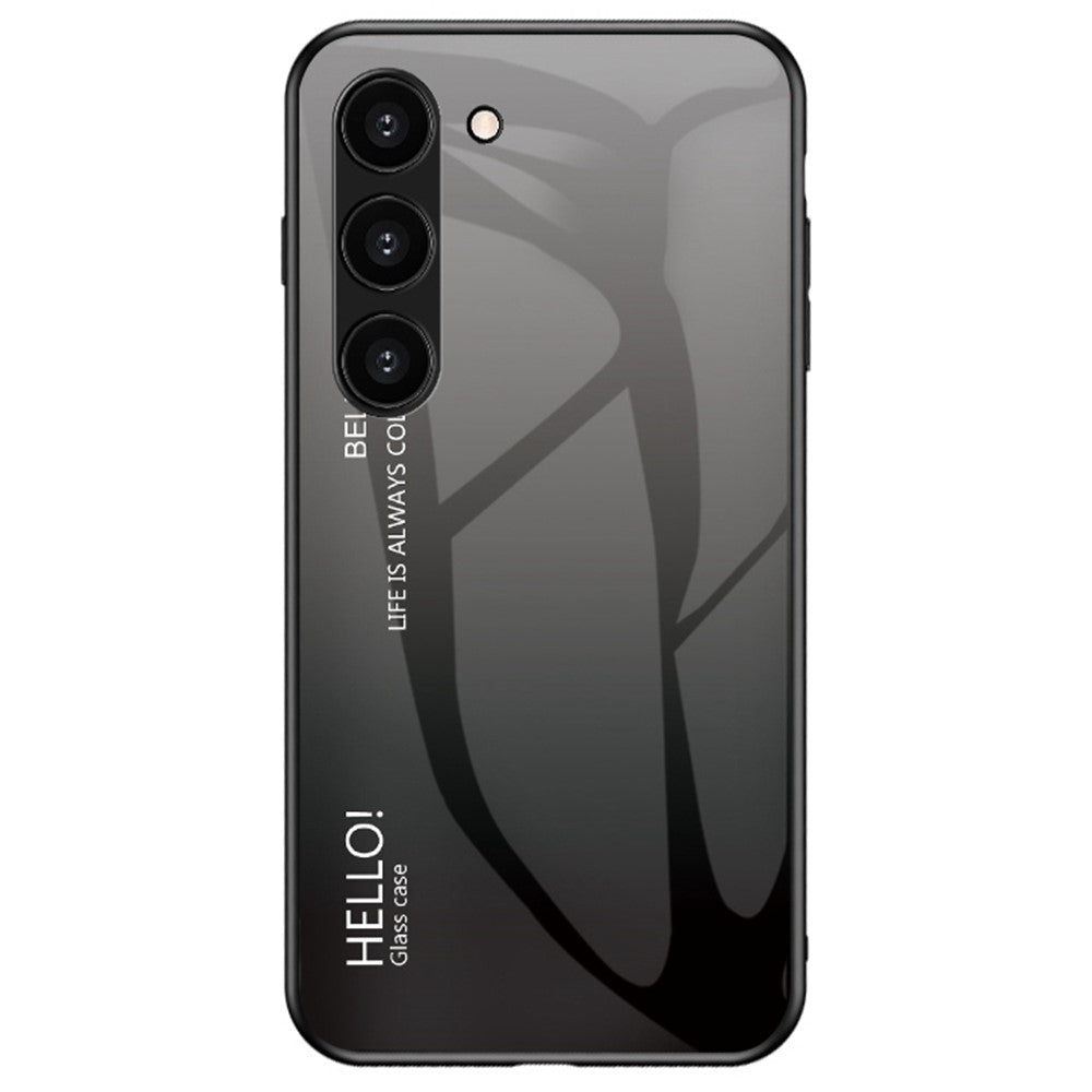 Samsung Galaxy S23+ Gradient Color Stötsäkert mobilskal Härdat Glas Hårt PC Mjukt TPU Fallskyddande Hybridskal