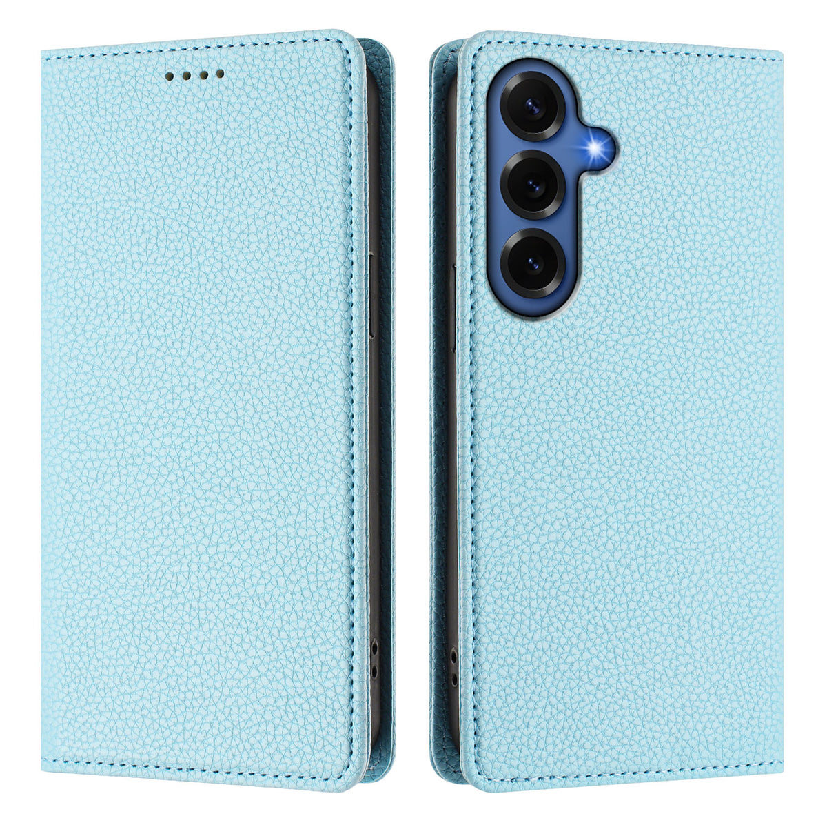 Plånboksfodral för Samsung Galaxy S26+ med RFID-blockerande läder i litchi-textur