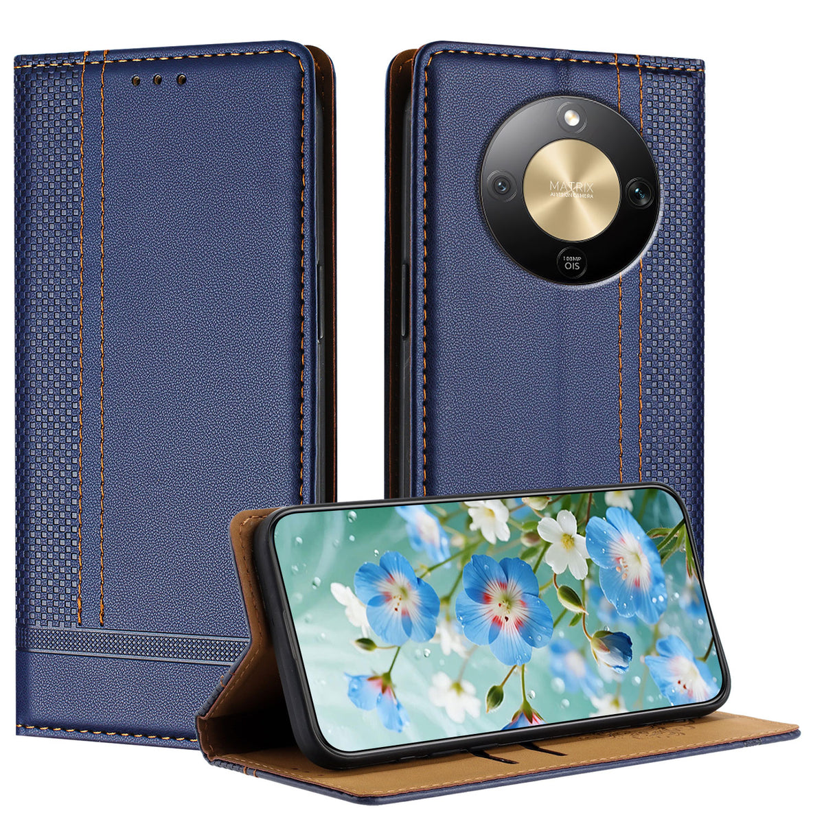 For Honor X70 5G / Honor Magic8 Lite 5G / Honor X9d 5G Case L-Shaped Grid Pattern Leather Stand Phone Cover with Card Slots