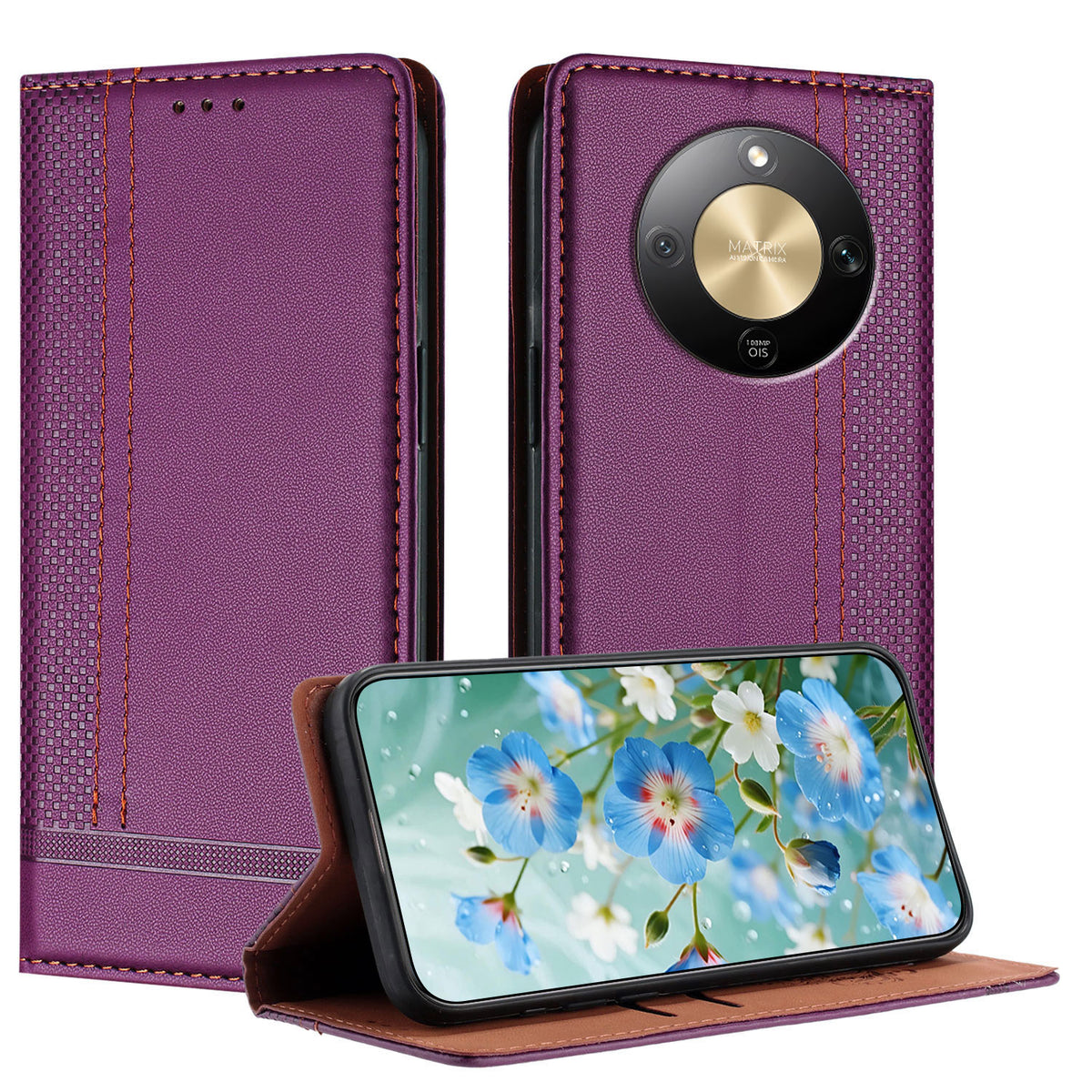 For Honor X70 5G / Honor Magic8 Lite 5G / Honor X9d 5G Case L-Shaped Grid Pattern Leather Stand Phone Cover with Card Slots