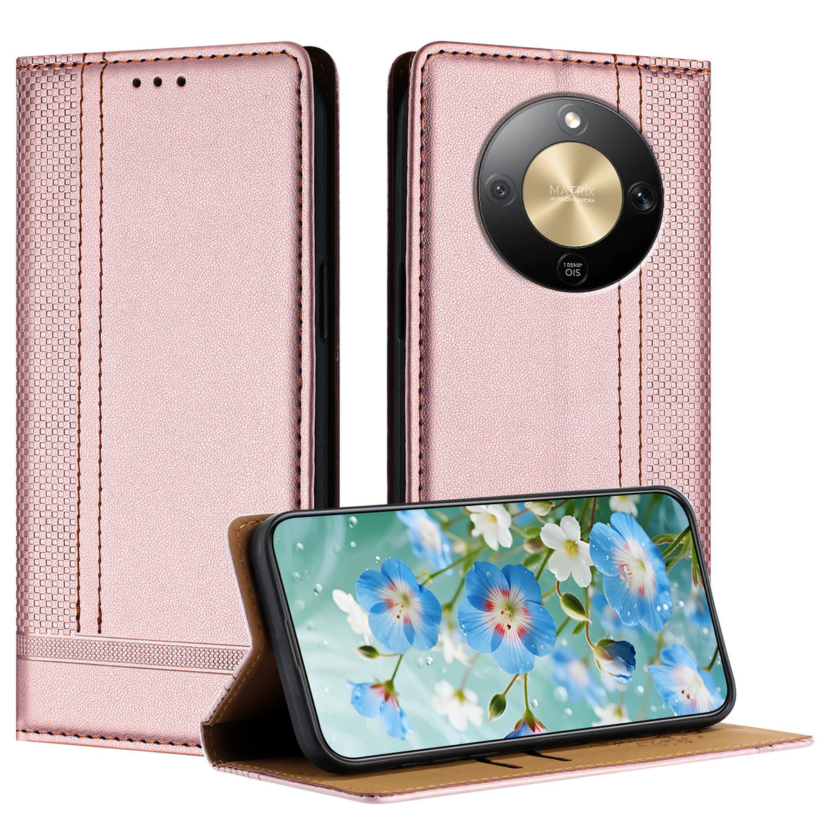 For Honor X70 5G / Honor Magic8 Lite 5G / Honor X9d 5G Case L-Shaped Grid Pattern Leather Stand Phone Cover with Card Slots