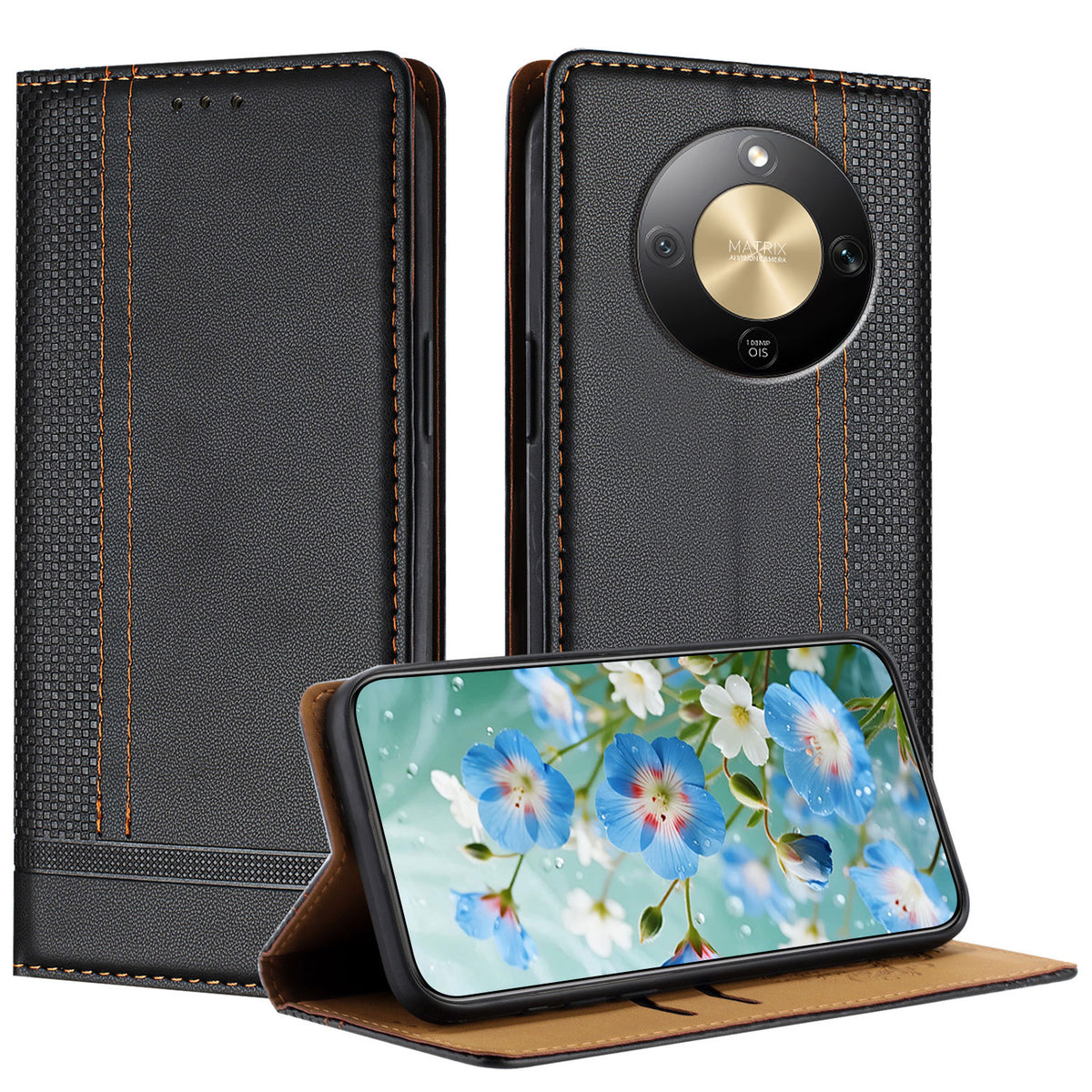 For Honor X70 5G / Honor Magic8 Lite 5G / Honor X9d 5G Case L-Shaped Grid Pattern Leather Stand Phone Cover with Card Slots