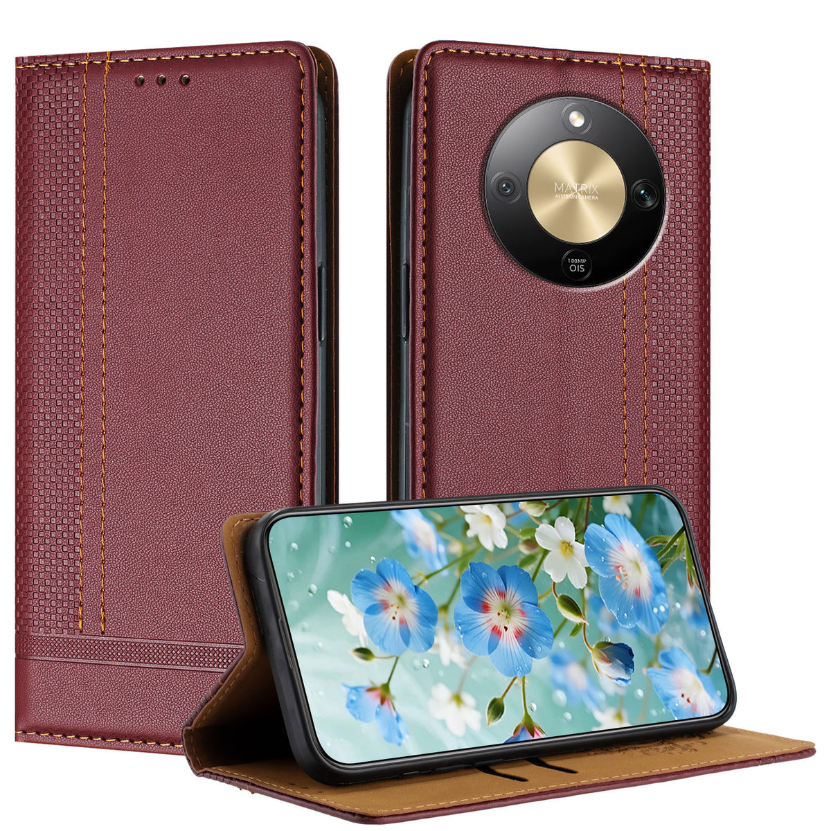 For Honor X70 5G / Honor Magic8 Lite 5G / Honor X9d 5G Case L-Shaped Grid Pattern Leather Stand Phone Cover with Card Slots