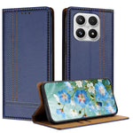For Xiaomi 17 Case L-Shaped Grid Pattern Leather Stand Phone Cover with Card Slots