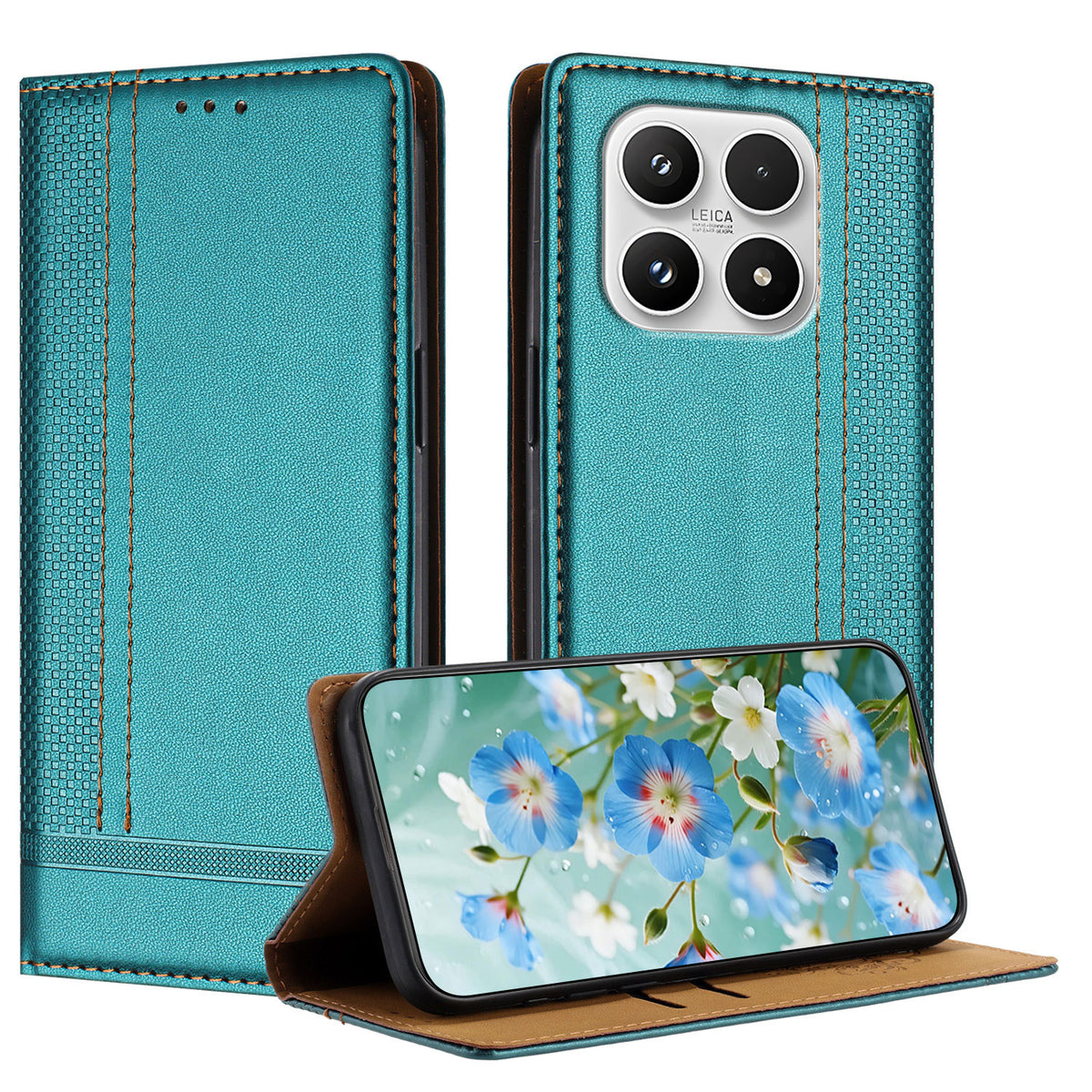 For Xiaomi 17 Case L-Shaped Grid Pattern Leather Stand Phone Cover with Card Slots