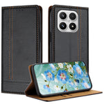 For Xiaomi 17 Case L-Shaped Grid Pattern Leather Stand Phone Cover with Card Slots