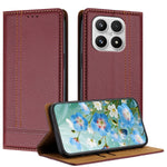 For Xiaomi 17 Case L-Shaped Grid Pattern Leather Stand Phone Cover with Card Slots