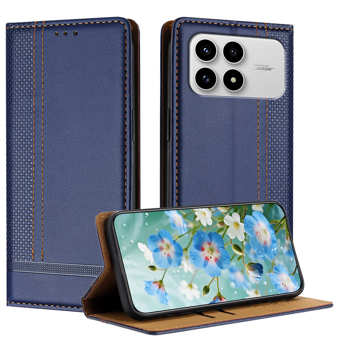 For Xiaomi Poco F8 Pro 5G / Redmi K90 5G / Redmi K100 Pro 5G (China) Case L-Shaped Grid Pattern Leather Stand Phone Cover with Card Slots