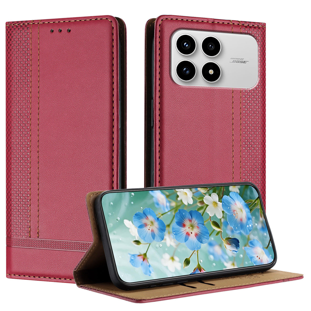 For Xiaomi Poco F8 Pro 5G / Redmi K90 5G / Redmi K100 Pro 5G (China) Case L-Shaped Grid Pattern Leather Stand Phone Cover with Card Slots