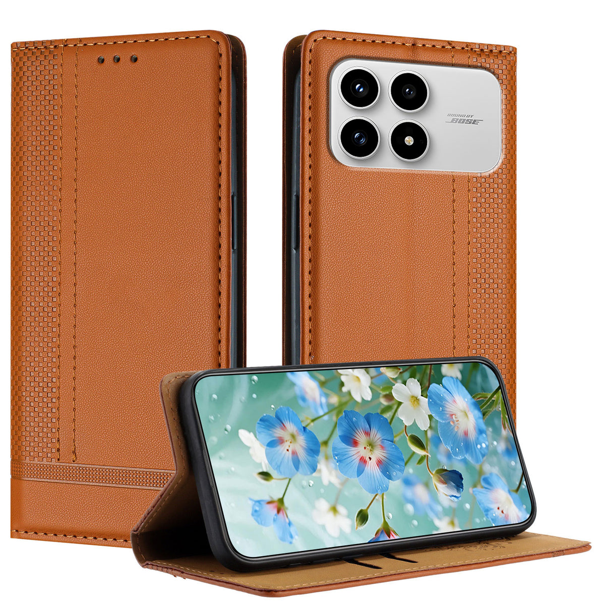 For Xiaomi Poco F8 Pro 5G / Redmi K90 5G / Redmi K100 Pro 5G (China) Case L-Shaped Grid Pattern Leather Stand Phone Cover with Card Slots