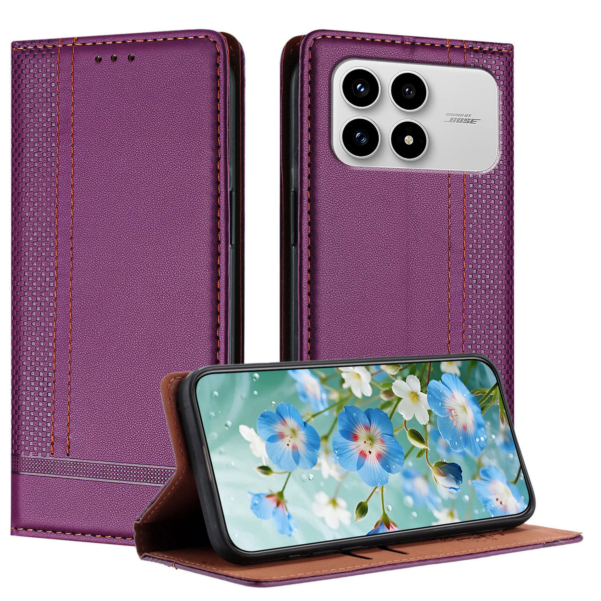 For Xiaomi Poco F8 Pro 5G / Redmi K90 5G / Redmi K100 Pro 5G (China) Case L-Shaped Grid Pattern Leather Stand Phone Cover with Card Slots
