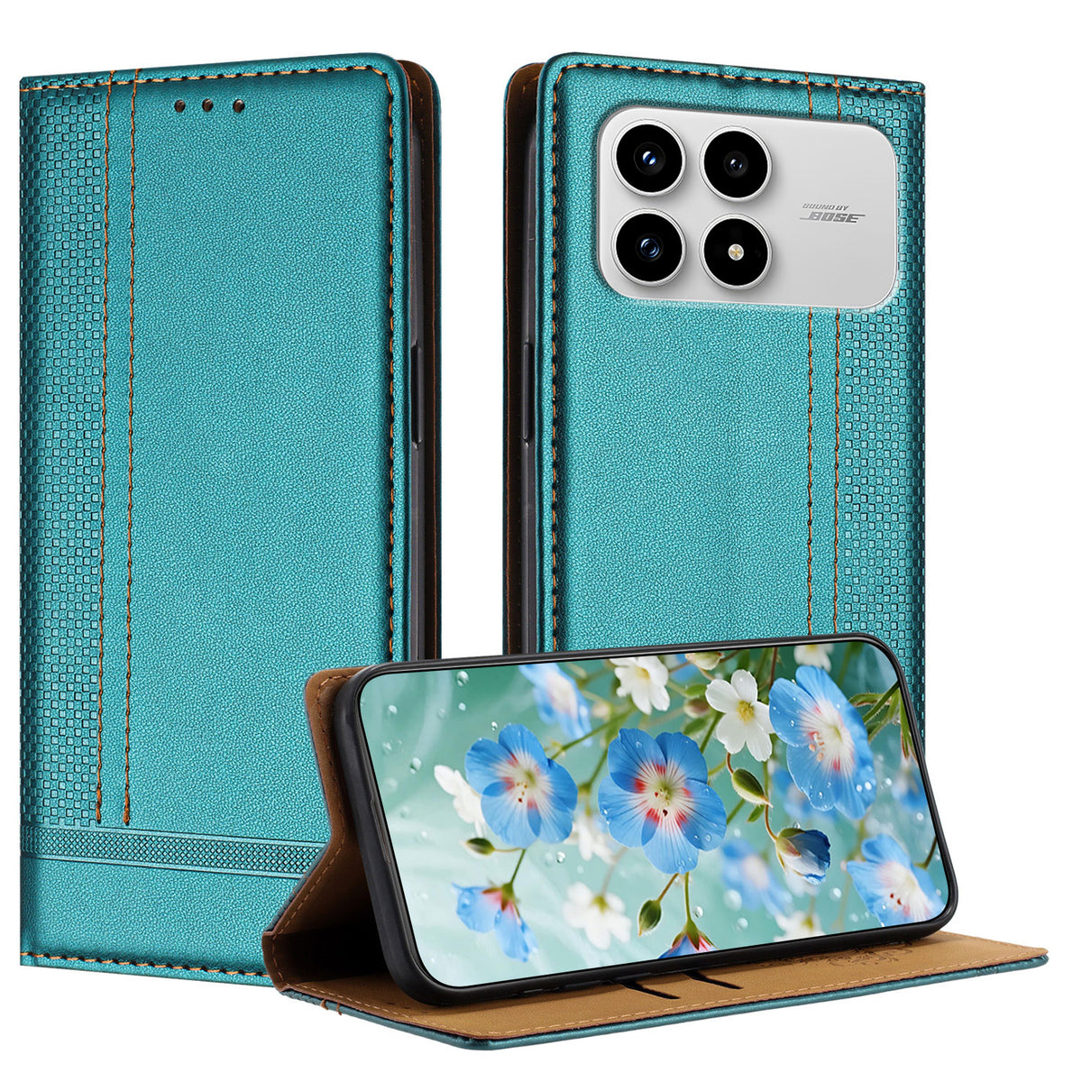 For Xiaomi Poco F8 Pro 5G / Redmi K90 5G / Redmi K100 Pro 5G (China) Case L-Shaped Grid Pattern Leather Stand Phone Cover with Card Slots