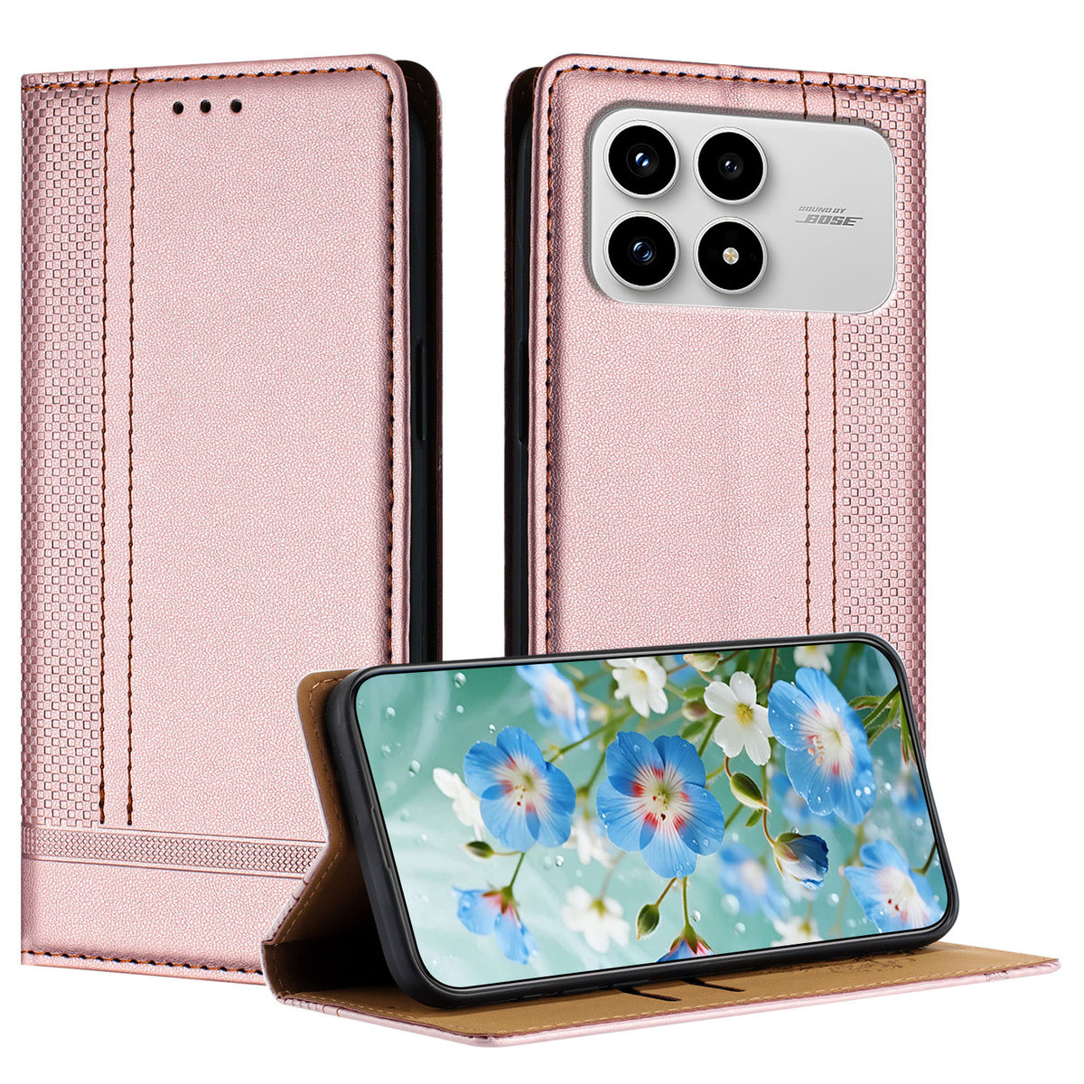 For Xiaomi Poco F8 Pro 5G / Redmi K90 5G / Redmi K100 Pro 5G (China) Case L-Shaped Grid Pattern Leather Stand Phone Cover with Card Slots