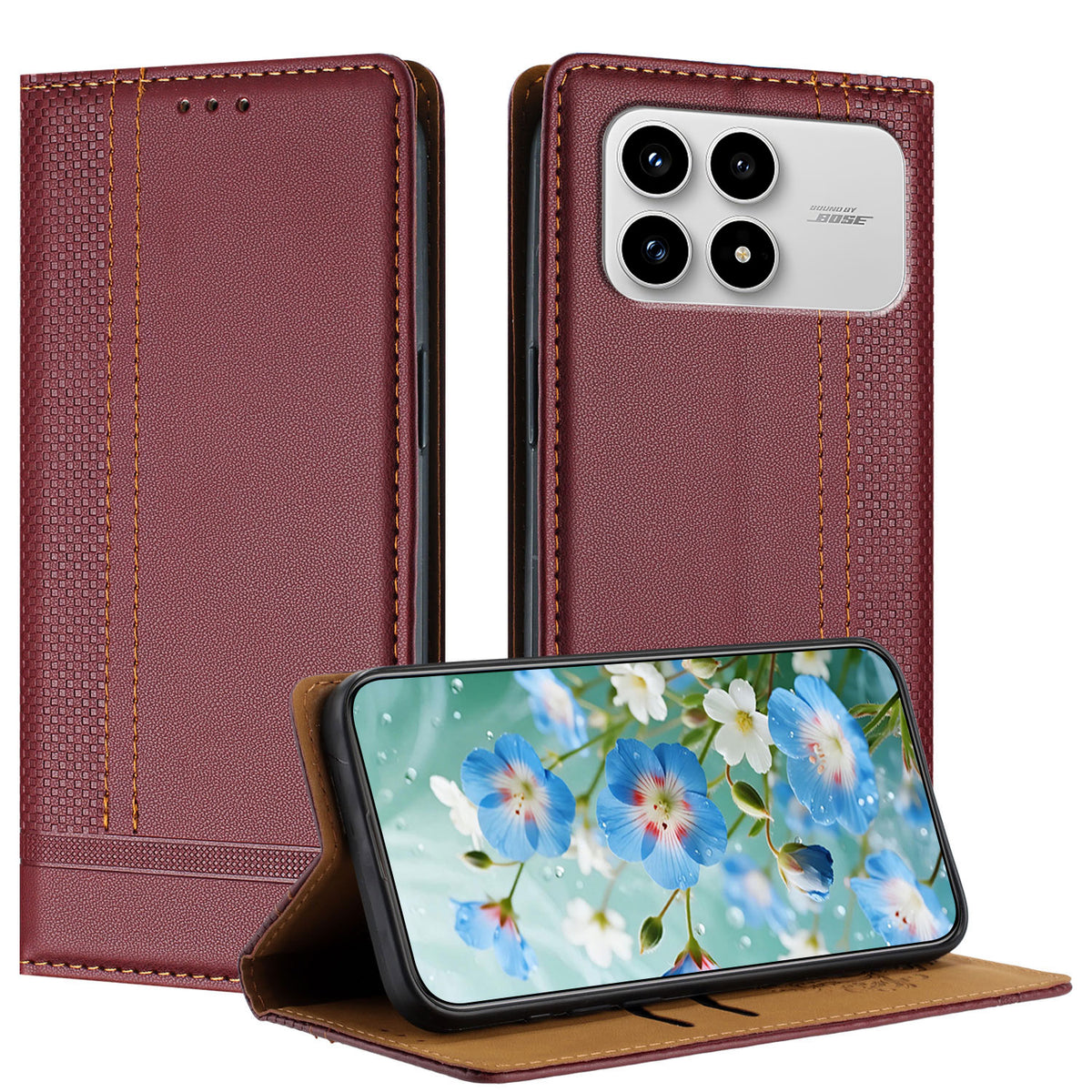 For Xiaomi Poco F8 Pro 5G / Redmi K90 5G / Redmi K100 Pro 5G (China) Case L-Shaped Grid Pattern Leather Stand Phone Cover with Card Slots