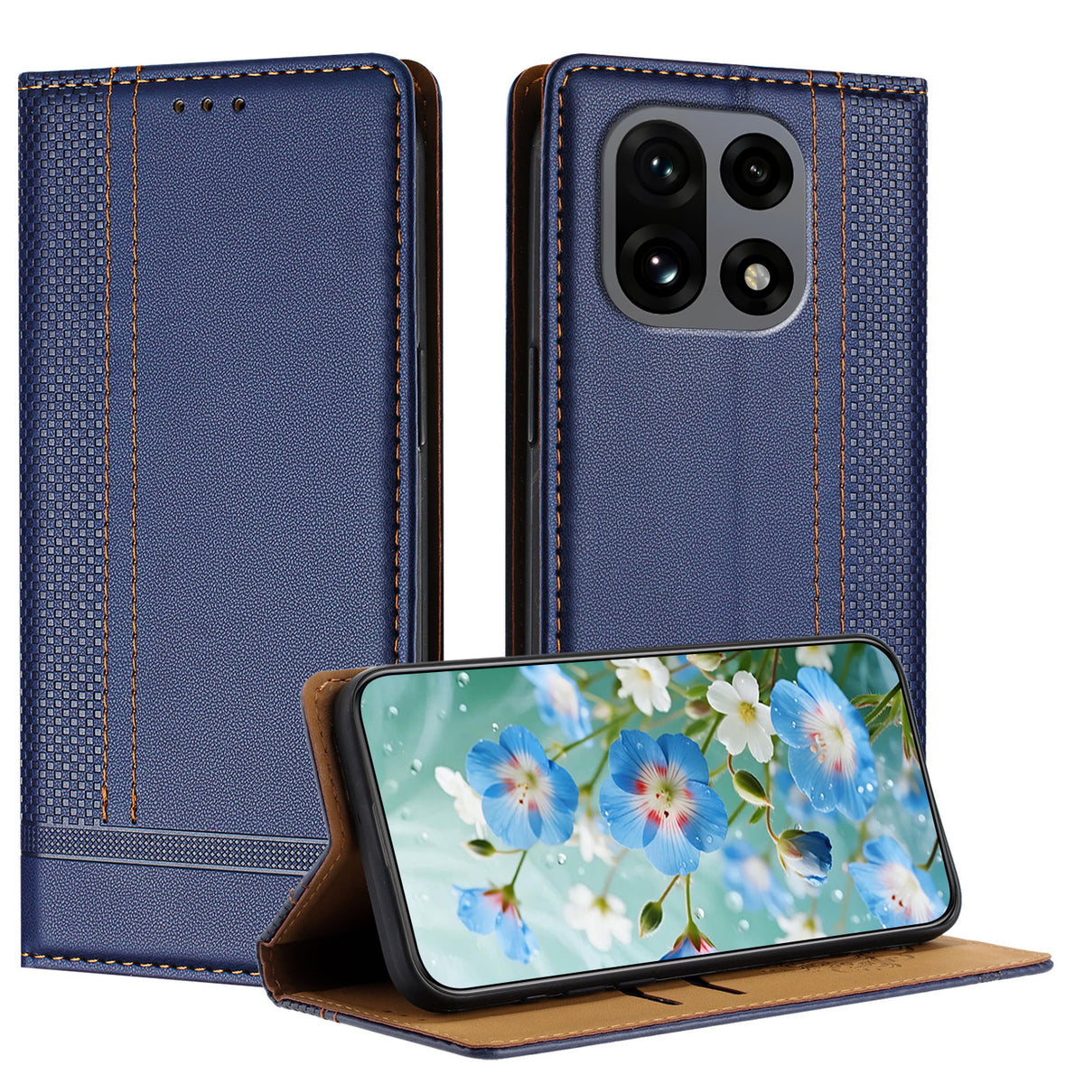 For OnePlus 15 5G Case L-Shaped Grid Pattern Leather Stand Phone Cover with Card Slots
