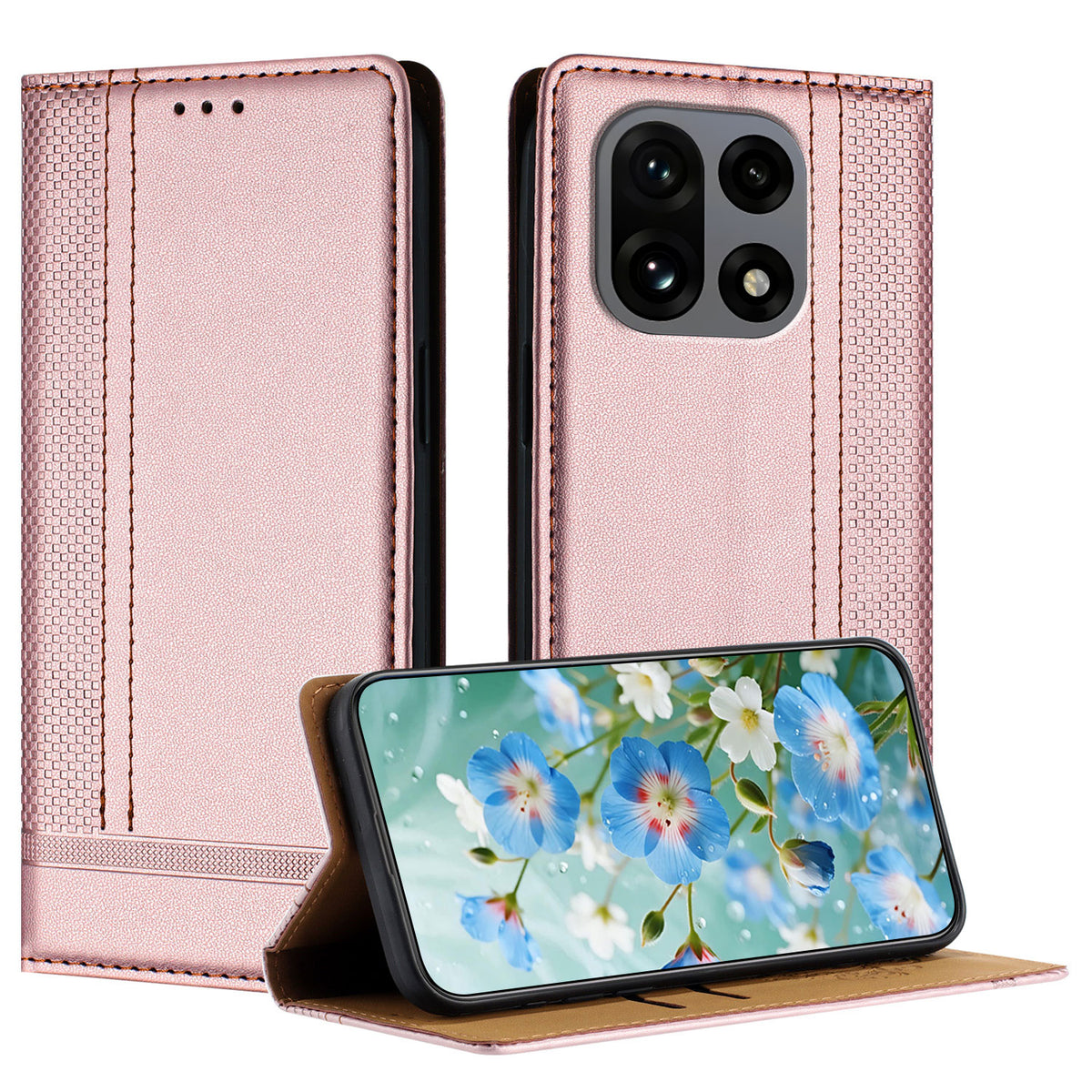 For OnePlus 15 5G Case L-Shaped Grid Pattern Leather Stand Phone Cover with Card Slots