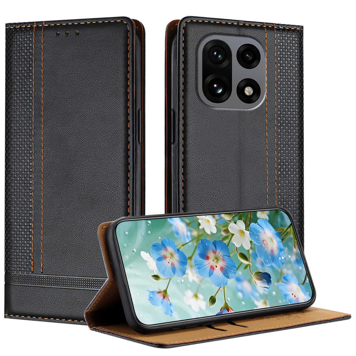 For OnePlus 15 5G Case L-Shaped Grid Pattern Leather Stand Phone Cover with Card Slots
