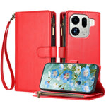 For Oppo Find X9 Pro 5G Leather Case Zipper Wallet Stand Shockproof Phone Cover with Wrist Strap