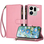 For Oppo Find X9 Pro 5G Leather Case Zipper Wallet Stand Shockproof Phone Cover with Wrist Strap