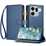For Oppo Find X9 Pro 5G Leather Case Zipper Wallet Stand Shockproof Phone Cover with Wrist Strap