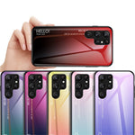 For Samsung Galaxy S23 Ultra Shockproof Case Gradient Color Tempered Glass Phone Case Hard PC Soft TPU Back Cover